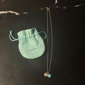 Tiffany & Co. Silver Necklace with Turquoise Heart Pendant